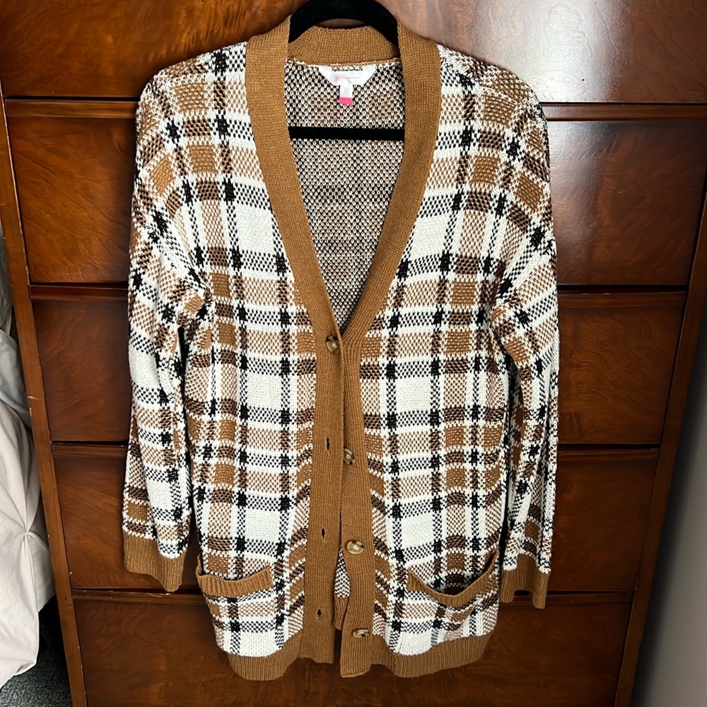 Plaid button down sweater